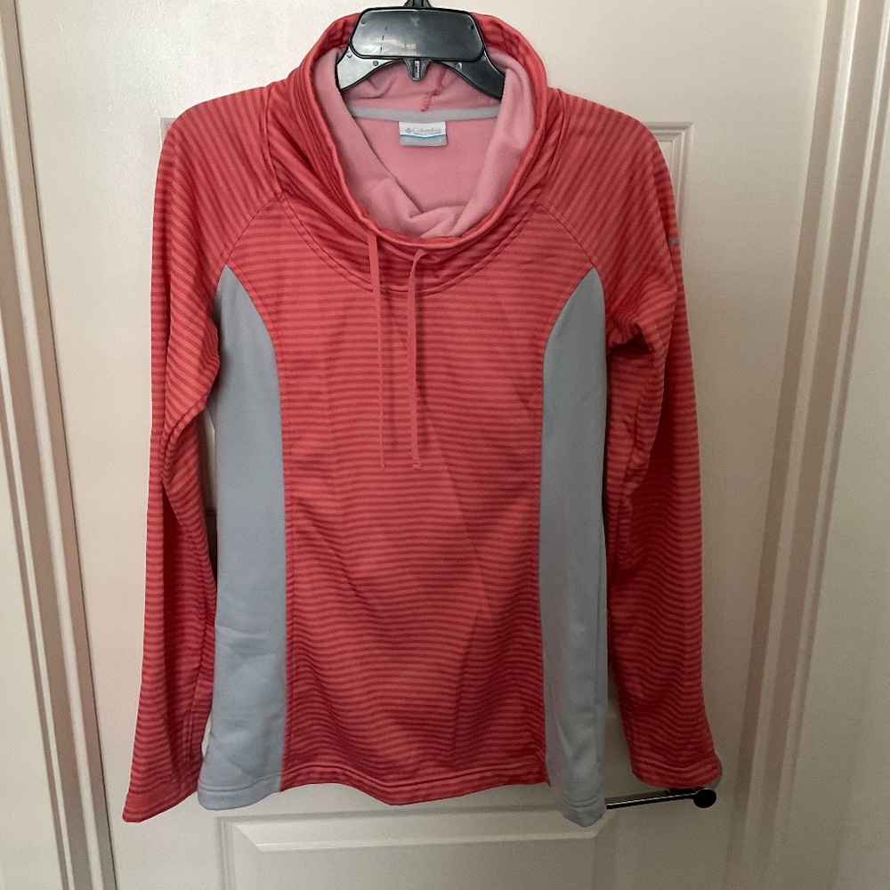 Columbia Funnel Neck Fleece Lined Pullover - Orange and Grey - Small